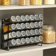 Spice Organizer With 28 Jars 386 Labels Chalk Marker Funnel for Cabinet Pantry