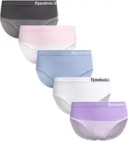 [Reebok] Girls' Hipster Briefs - 5 Pack Breathable Stretch Performance Hipster Panties - Seamless Underwear for Girls (6-16)