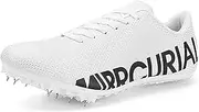 [SDEQA] Men's Track and Field Shoes Spikes Running Sprint Shoes Leather Distance Running Shoes for Kids Boys Youth