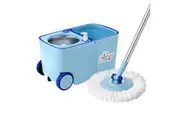 Spin Mop Bucket Tile Wood Floor Cleaner 4 Microfibre Heads Magic Wet Dry Twist Spinning Easy Cleaning System 360 Degree Rotating Adjustable Handle 11L