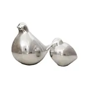 Set of 2 SSH COLLECTION Chirp 10 and 15cm Tall Decorative Birds - Silver