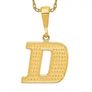 14K Solid Yellow Gold Letter D Initial Necklace