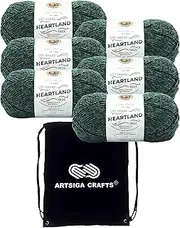 Lion Brand Heartland Kings Canyon 136-180 (6-Skeins - Same Dye Lot) Worsted Medium #4 Acrylic Yarn for Crocheting and Knitting with Project Bag