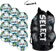 Select Club DB V22 Soccer Ball 12-Ball Pack White/ Blue, Size 3 w/ Pump & Duffle