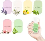 RAQEHO 300 Sheets Travel Soap Paper - 6 Pack Hand Foam Refills 1 Portable Box, Mini Disposable Scented Flakes Wash, Travel Essentials, Camping & Cami