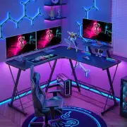 Large Carbon Fiber 51-Inch L-Shaped Gaming Desk - Black Corner Computer Desk...