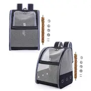 Birds Parrot Carrier Backpack Breathable Travel Bags Cage with Standing Perch-Black