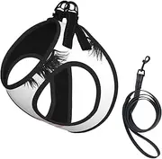 Eyelash Lip White print Dog Harness and Leash Set, Reflective Adjustable Puppy Vest for Small Medium Large Dogs, Cats