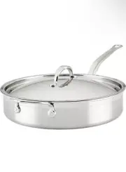 Professional Clad Stainless Steel TITUM Nonstick Sauté Pan with Lid NEW 5-Quart