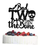 Bad Two the Bone Cake Topper, Rock Themed 2nd Birthday Cake Topper, Bad 2 The