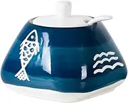 KKGUD Cute Hand-Painted Sugar Bowl, Seasoning Jar, Spice Jar, Ceramic Condiment Pot, for Restaurant Kitchen Decor