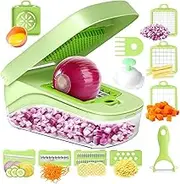 6 in 1 Multi-functional Mandoline Slicer, Onion Chopper Food Chopper Vegetable Cutter Dicer with Enlarged Storage Container with Lids