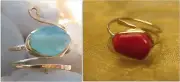 Lot of 2 - Gold Filled Wire Wrapped Hand Hammered Rings