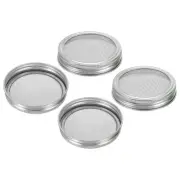 Sprouting Lids, 4 Pcs 86mm Stainless Steel Strainer Lids, Silver Tone