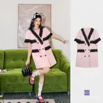 IRIS BOUTIQUE 泰國製造 小眾設計品牌 夏季新款 芍藥粉洋裝粉色短袖洋裝女蕾絲