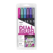 6pc Tombow Dual Brush/Fine Pen Marker Water-Based Sketching/Drawing Set Galaxy