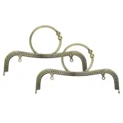 2Pcs Metal Purse Frame, 9" Arch Kiss Lock Clasp Frame Embossed(Bronze)