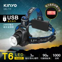 在飛比找momo購物網優惠-【KINYO】USB充電式輕量鋁合金頭燈(LED-719)