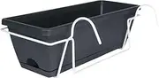 Ronyme Fence Balcony Hanging Planter Railing Planter Versatile Rectangle Patio Detachable Tray Outside Container Plant Box with Rack, Gray