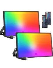 2 Pack RGBW LED Flood Light 800W Equivalent, 100W Color Changing Floodlight with