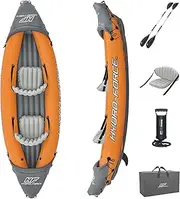 Bestway Hydro-Force Rapid X2 Inflatable Kayak Set | Seats 2 Persons | Includes Paddles, Hand Pump, Fins, Carry Bag, and Repair Patch Kit