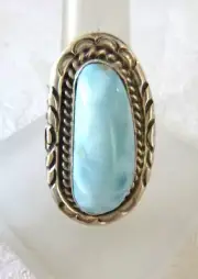 NWT Navajo Betta Lee Larimar 1.5" Tall Ring 925 Sterling Silver Size 7.5