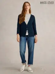 White Stuff Blue Naria Cotton/Linen Mix Cardigan (AJ0663) | $113