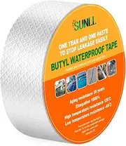 SUNLL Butyl Waterproof Tape 2" W X 16'L, Upgraded Leak Proof Butyl Seal Strip, Multi-Use Repair for Boat and Pipe Sealing, HVAC Ducts, Roof Crack, RV, Awning, Window Sealing, Silver