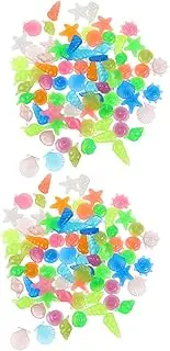 KONTONTY Glowing Pebbles Aquarium Stones 2 Packs Fish Tank Decor 160pcs Luminous Rocks