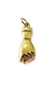14K Yellow Gold Italian Good Luck Mano Fico Hand Charm Pendant ,Hand Gold Charm