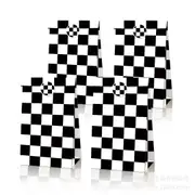 12pcs Classic Checkerboard Print Paper Loot Bags - 18pcs Stickers - Racing Car Theme Chess Theme Gift Bags Party Favours