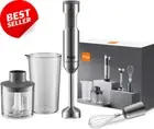 1000W Hand Immersion Blender, 9-Speed, 4-in-1, Stainless Steel, Beaker & Whisk