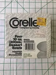 Corelle Livingware Corning 4 10 oz Dessert Bowls Aqua Band New in Box