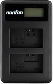 [Norifon] NP-FW50 Dual Channel LCD USB Charger for Sony Alpha 6000, 5000, 5100, ILCE-6000, ILCE-7, NEX-5T, NEX-6, NEX-5R, NEX-7, NEX-5, NEX-3N, NEX-3, NEX-C3, SLT-A37 Camera and More