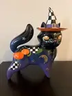 Mackenzie Childs Halloween FORTUNE TELLER BLACK CAT 13" Courtly Check Figure NEW