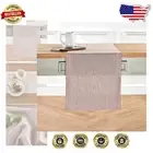 Cinnamon & White Striped Linen Table Runner 14 x 108 – Machine Washable Elegance