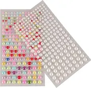 [jojofuny] 2 Sheets Self Adhesive Flat Back Pearl Stickers of Craft Pearls for Face Makeup Nail Art DIY Decorations Strong Adhesive Various for Creative Projects and Eye Catching Designs