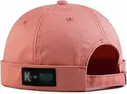 Men's Brimless Hat Men's Landlord Cap Melon Skin Cap Large Size Spring and Autumn Models Without Brim Hat Brimless Hat (Color : Pink, Size : X-Large)