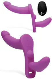 Strap U 9.5" Remote Controlled Harness & Vibrating Strap On Set