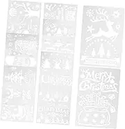 TEHAUX 16pcs Christmas Painting Template Christmas Stencils for Crafts Xmas Paper Drawing Stencil Painting Templates for Window DIY Painting Stencils Christmas Decor Stencils Pet Plastic