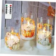 Flameless LED Candles for Fall with Remote 3" x 4" / 5" / 6" Pumpkin Garland