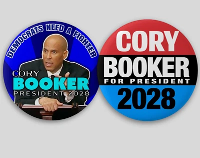 Cory Booker President 2028 Pin Buttons New Jersey Democrat Liberal Speech Harris
