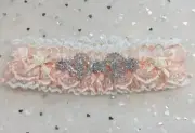 Wedding Day Brides Garter, Blush Lace Rhinestone Embellishment.Plus Sizes also