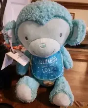 NWT Hallmark Turquoise Monkey Peekaboo Who Loves You Recordable Plush Toy 11"