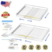 Stainless Steel Sliding Drawer Pantry Shelf Set - 14.16''-24.16''W Adjustable