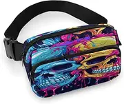 [YTLKGFP] Waist Pack Two Different Skulls Printed Butt Pack Fanny Pack Hip Bum Bag for Workout Traveling Casual Running Hiking Cycling, Two Different Skulls, 7.9 X 5.1 in