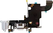 Smartex® Charging Socket with Flex Cable Compatible with iPhone 6S White - Dock Connector with Built-in Microphone, Home Button, Speaker Connection