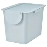 TRÖSKNING Bin With Lid Light gray-Blue 7 Gallon Polypropylene plastic