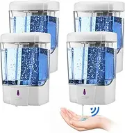 4 Pack Automatic Soap Dispenser Touchless,600 ml / 20 oz Commercial Hand Soap Dispenser,Wall Mount Hand sanitizer Dispenser for Bathroom Offices Home Kitchen Hotel,White