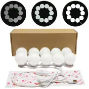 New Hollywood Make Up Mirror Lights - 10 LED Kit Bulbs, Dimmable Lamp